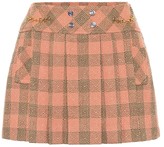 Thumbnail for your product : Gucci Pleated damier wool miniskirt