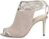 Thumbnail for your product : Alexandre Birman Mixed-Media Tie-Back Cage Sandal