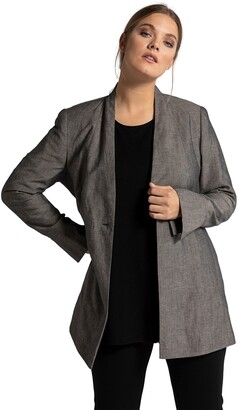 grey linen jacket womens