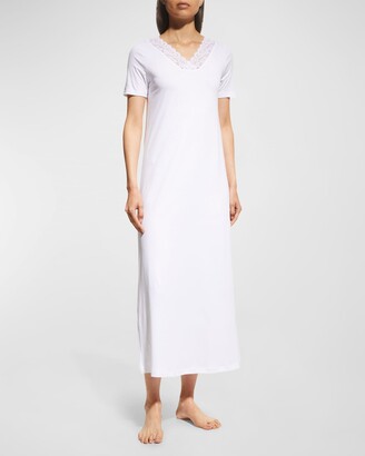 Hanro Moments Short-Sleeve Long Nightgown