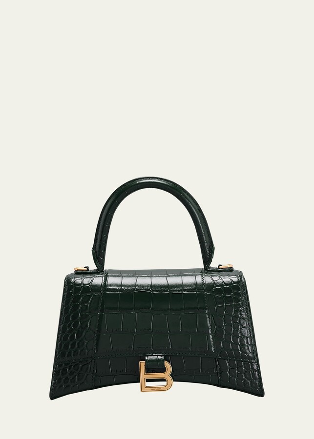 Balenciaga Hourglass Small CrocEmbossed TopHandle Bag ShopStyle