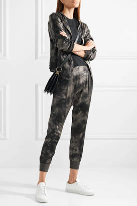 ATM Anthony Thomas Melillo Tie-dyed Crinkled Silk-charmeuse Tapered Pants - Black