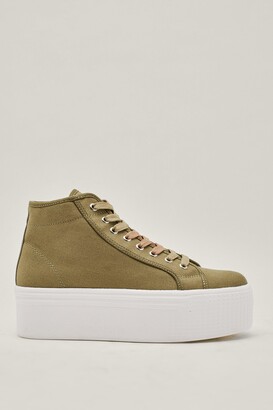 Nasty Gal Womens High Top Flatform Lace Up Canvas Sneakers