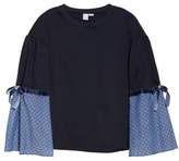 Thumbnail for your product : LOST INK Sweatshirt with Woven Tie Sleeves
