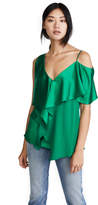 Thumbnail for your product : Diane von Furstenberg Asymmetrical Sleeve Ruffle Front Blouse
