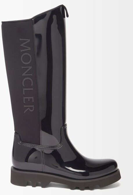 Moncler Gilla Rubber And Neoprene Knee-high Boots - Black - ShopStyle