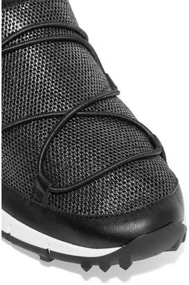 Jimmy Choo Andrea Leather-trimmed Metallic Mesh Slip-on Sneakers - Black