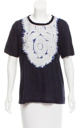 Tory Burch Embroidered Linen T-Shirt