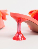 Thumbnail for your product : ASOS DESIGN Wide Fit Honesty bow mules with flared heel in neon pink