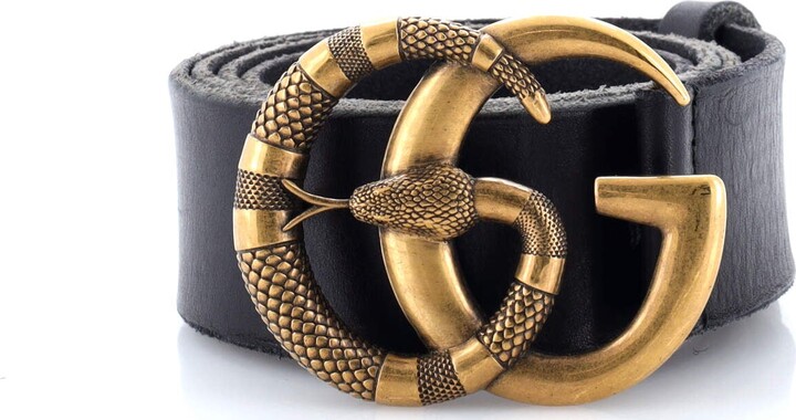 GUCCI Snake Marmont Belt Leather Wide