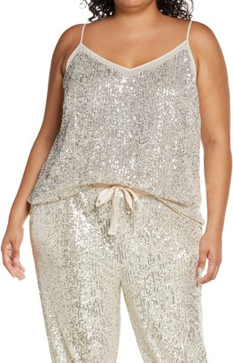 1 STATE Sheer Inset Sequin Camisole