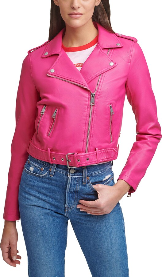 hot pink pleather jacket