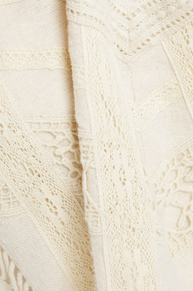 IRO Lattice-trimmed Silk And Cotton-blend Twill Top
