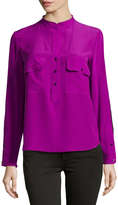 Thumbnail for your product : Stella McCartney Long-Sleeve Silk Contrast Blouse, Purple