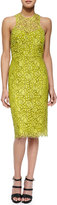 Thumbnail for your product : Lela Rose Cutout-Back Floral Lace Sheath Dress, Citrine