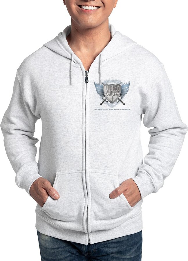 CafePress Inhocsign Zip Hoodie Men's Light Zip-Up Hoodie Sweatshirt Ash Gray