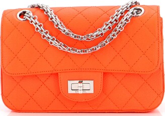 Chanel Sac À Rabat Orange Leather Shoulder Bag (Pre-Owned)