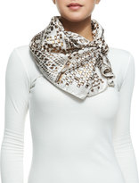 Thumbnail for your product : Jimmy Choo Sketch Printed Foulard Scarf, White/Gold