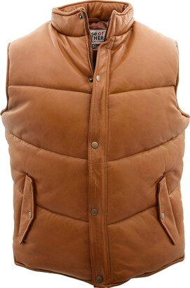 House Of Leather Mens Real Leather Puffer Body Warmer Sleeveless Casual Gilet  Leon (S - ShopStyle