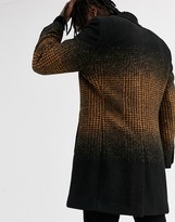 Thumbnail for your product : Twisted Tailor overcoat with mustard fade check print in black