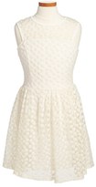 Thumbnail for your product : Ella Moss 'Taylor' Embroidered Mesh Fit & Flare Dress (Big Girls)