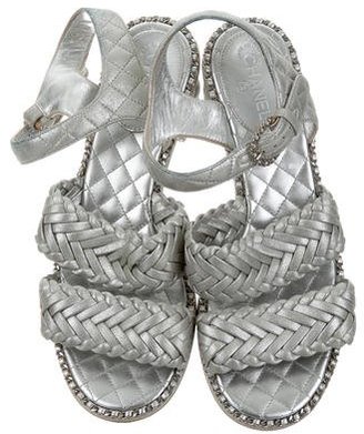 Chanel 2015 Metallic Chain-Link Sandals
