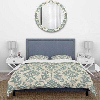 Design Art Grey Damask Print II - Country Duvet Cover Set