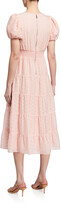 Thumbnail for your product : Alice + Olivia Tia Puff-Sleeve Smocked-Waist Midi Dress