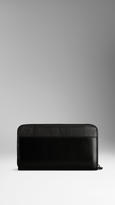 Thumbnail for your product : Burberry Polished Leather Ziparound Wallet with Lizard Trim