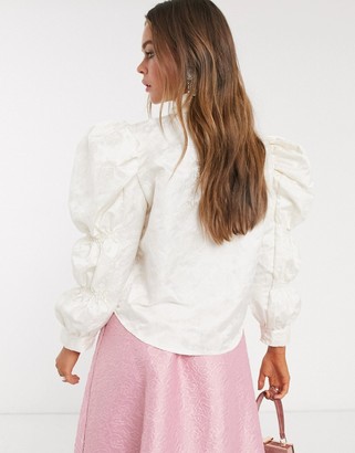 Sister Jane shirt with volume sleeves in textured jacquard