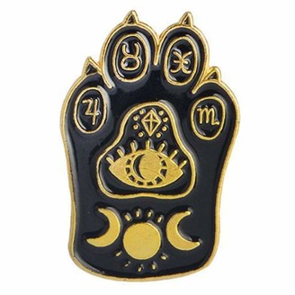 Zonfer Dripping Oil Gothic Magic Cat Paw Brooch Enamel Pin Witch Footprints Moon Star Pins Badges