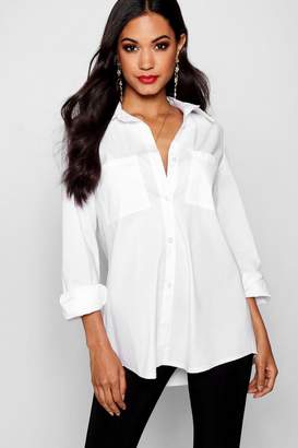 boohoo NEW Womens Poplin Shirt in Polyester 3% Elastane