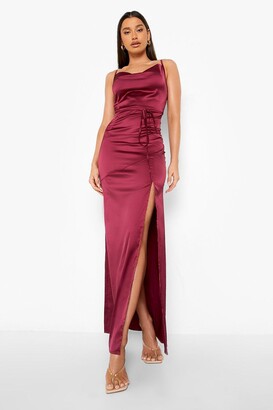 red long dress with split