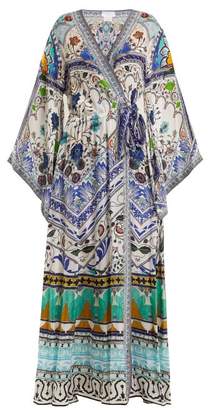 Camilla Long Sleeve Kimono Maxi Dress - Womens - Green Multi