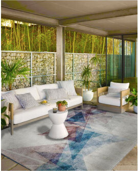 Soft Geometric Patterned Woven Base Washable Rug