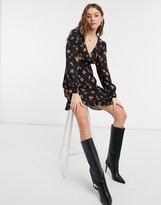 Thumbnail for your product : New Look v neck frill hem mini dress ditsy floral