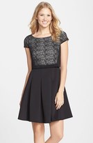 Thumbnail for your product : Betsey Johnson Laser Cut Scuba Popover Fit & Flare Dress