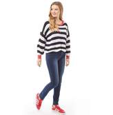 Thumbnail for your product : Only Womens Hilde Long Sleeve Striped Jumper Night Sky/Geranium