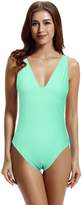 Thumbnail for your product : Zeraca Women's Deep V High Cut One Piece Swimsuit Bathing Suits