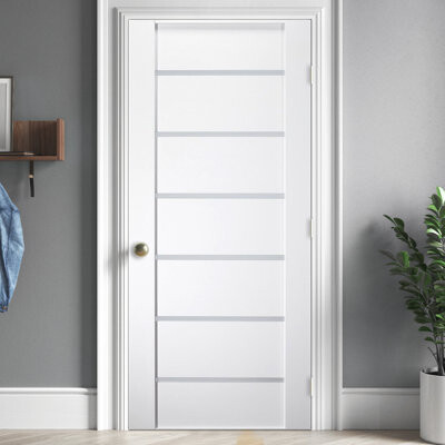 Stile Doors Glass Solid Wood Primed Narrow Etched Standard Door