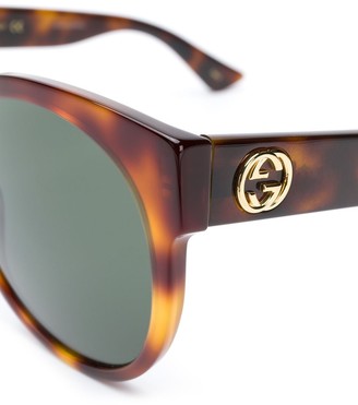 Gucci Round-Frame Tortoiseshell-Effect Sunglasses