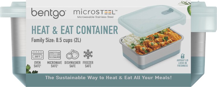 BENTGO MicroSteel Heat & Eat Container - Lunch Size 3 Cups - Aqua