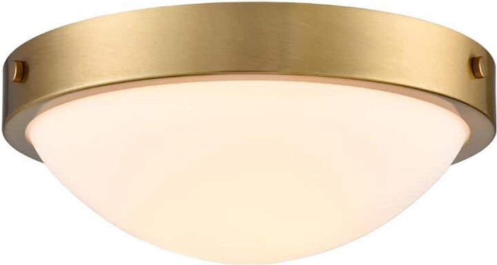 CLAXY 13.39 in. 2-Light Gold Flush Mount with Frosted Glass Shade and No Light Bulb Type Included (1-Pack)