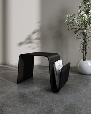 Manhattan Comfort Brookside End Table with Curved Magazine Storage Shelf