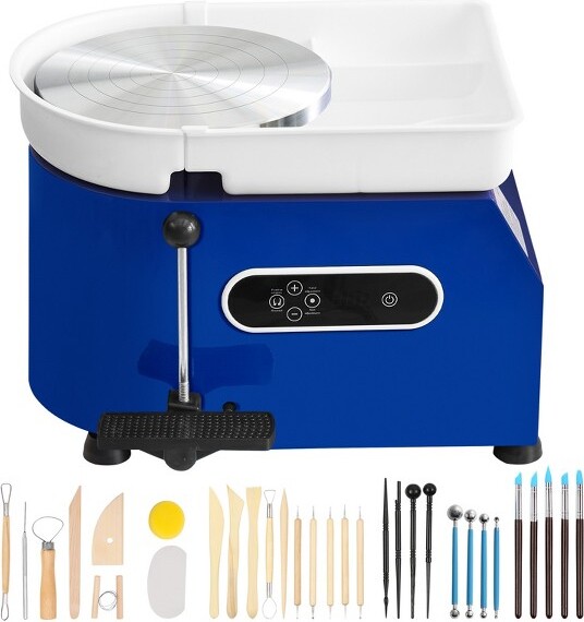 VEVORPotteryWheel450WForAdultsandBeginners11inClayWheelMachineAdjustable60-300RPMSpeedHandleandPedalBlue
