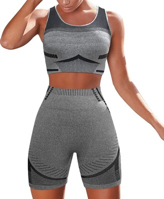 Women's Activewear Set Workout Sets 2 Piece Cropped Color Block Sports Bra  Leggings Pink Spandex Yoga Fitness Gym Workout High Waist Tummy Control But