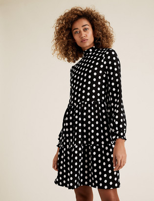 Marks and Spencer Jersey Polka Dot Mini Tiered Dress