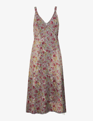 R 13 Grunge floral-print cotton-twill midi dress