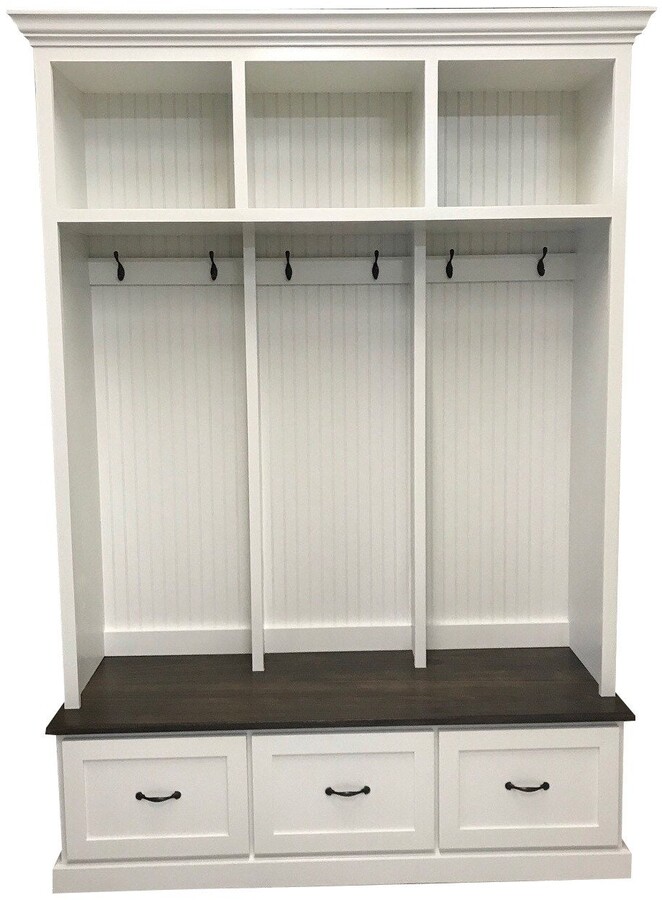 Custom Made Wood Hall Tree With Bench Mudroom Farmhouse Entry Way Furn