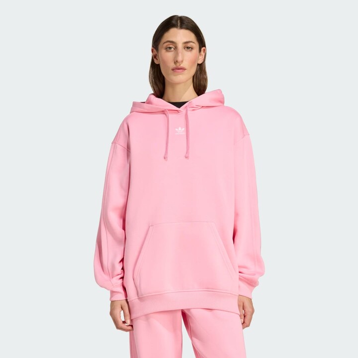 adidas Essentials Oversized Fleece Hoodie Semi Pink Glow 2XS Womens